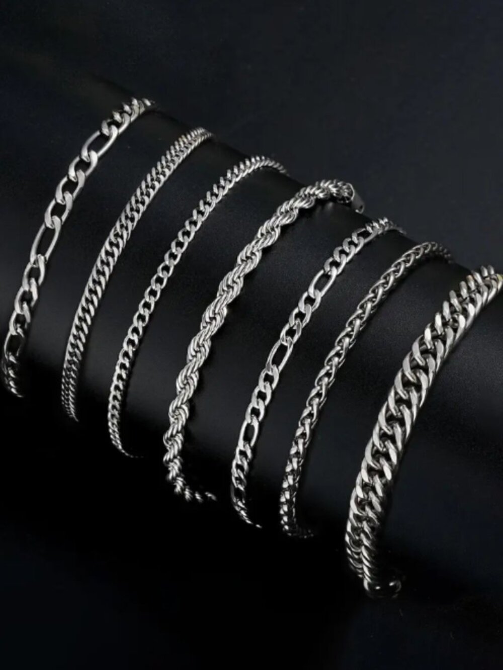 7-Piece Stainless Steel Men's Bracelet Combination Set